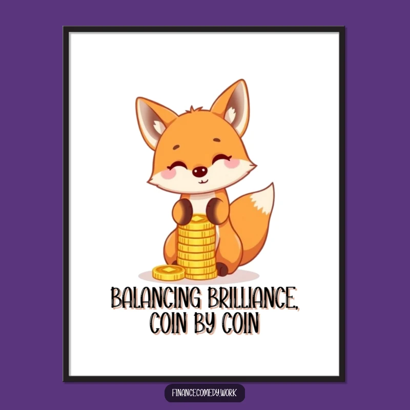 Funny Free Printable Wall Art: Fox's Coin Balancing Act Downloadable Art